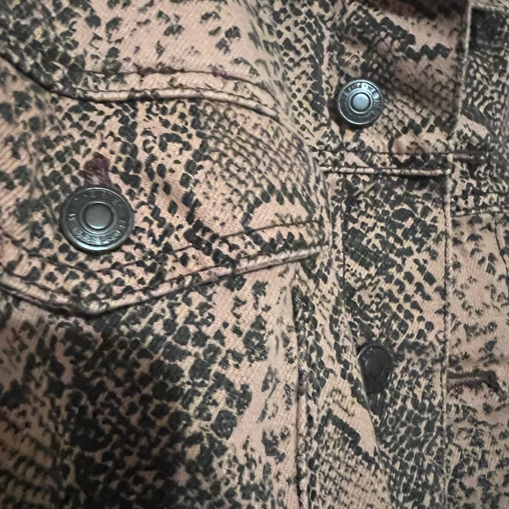 Free People Snake Print Denim Jacket - image 4